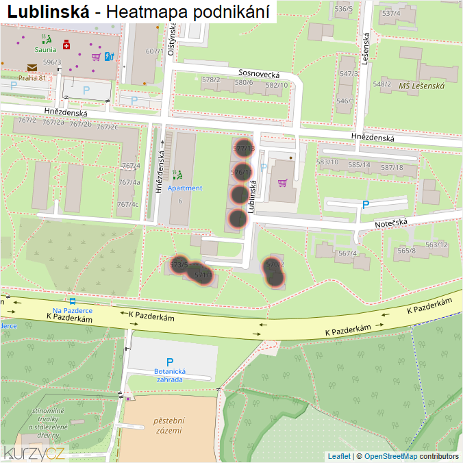 Mapa Lublinská - Firmy v ulici.