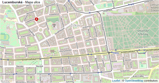 Lucemburská - mapa ulice