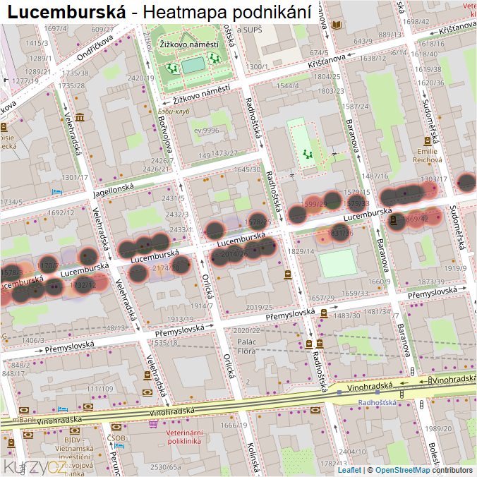 Mapa Lucemburská - Firmy v ulici.