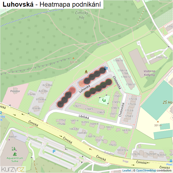 Mapa Luhovská - Firmy v ulici.