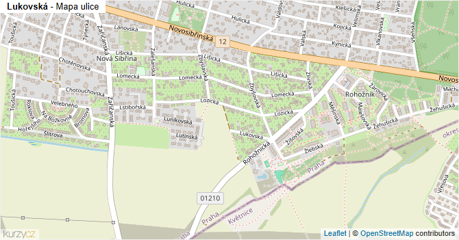 Lukovská - mapa ulice