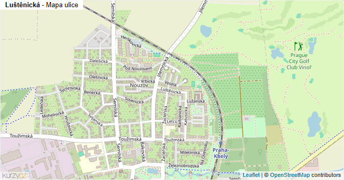 Luštěnická - mapa ulice