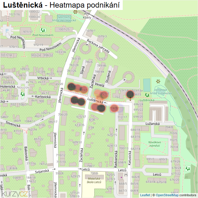 Mapa Luštěnická - Firmy v ulici.