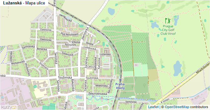 Lužanská - mapa ulice