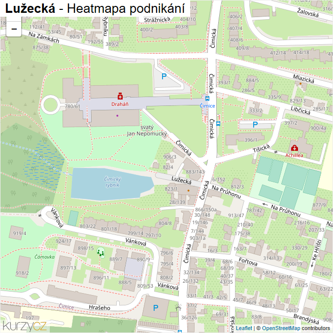 Mapa Lužecká - Firmy v ulici.