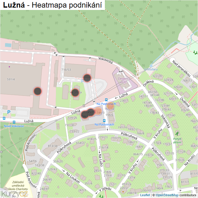 Mapa Lužná - Firmy v ulici.