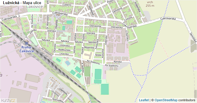 Lužnická - mapa ulice