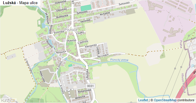 Lužská - mapa ulice