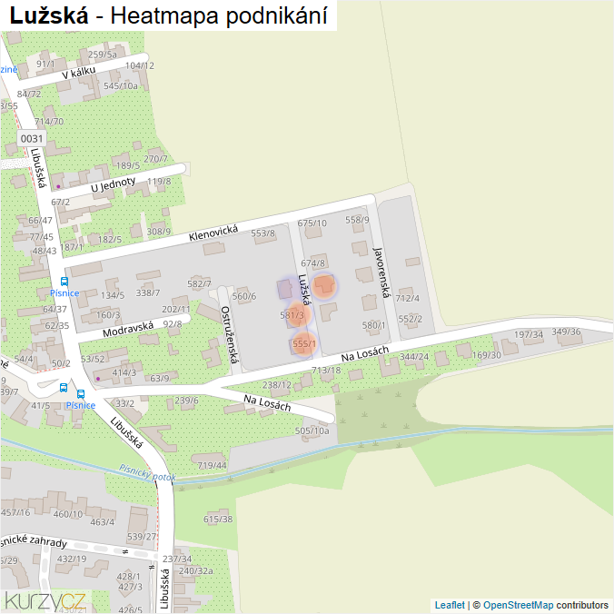 Mapa Lužská - Firmy v ulici.