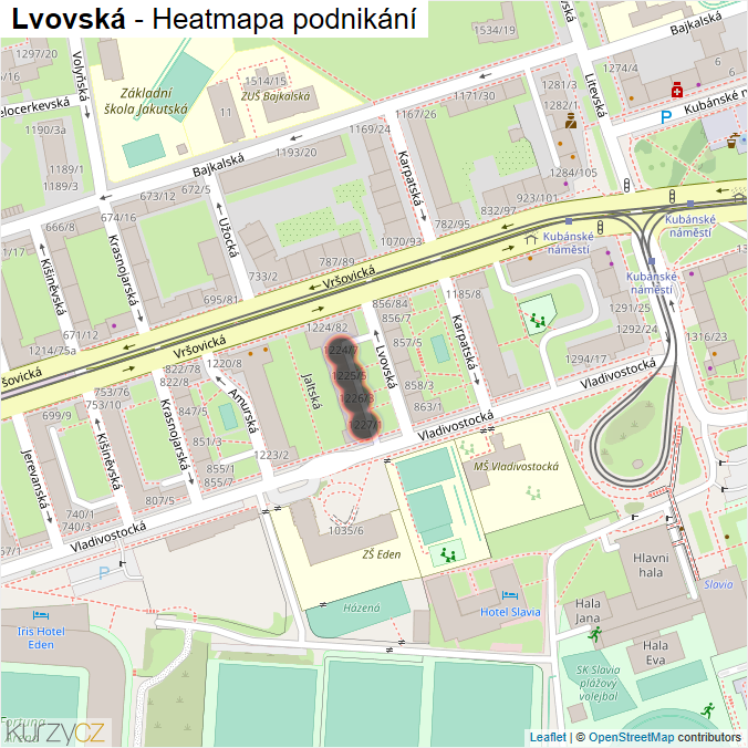 Mapa Lvovská - Firmy v ulici.
