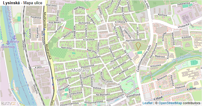 Lysinská - mapa ulice