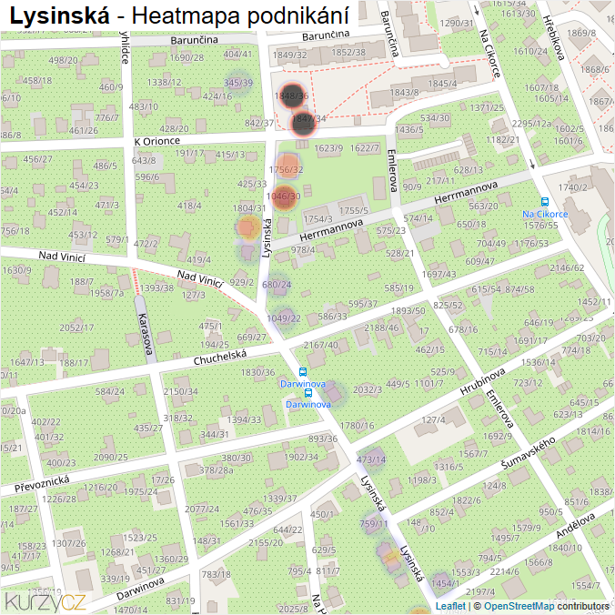 Mapa Lysinská - Firmy v ulici.