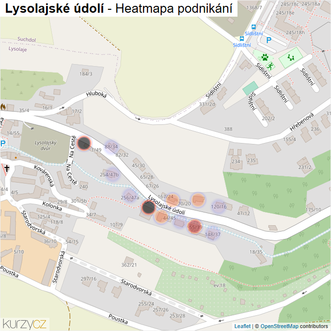 Mapa Lysolajské údolí - Firmy v ulici.