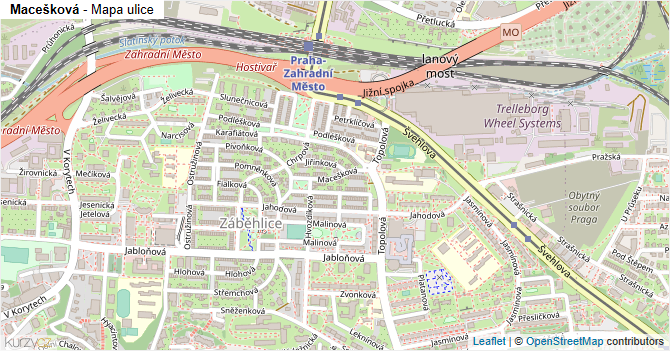 Macešková - mapa ulice