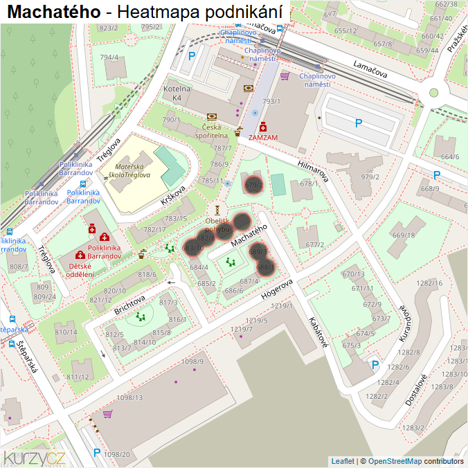Mapa Machatého - Firmy v ulici.