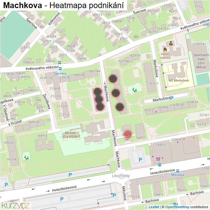 Mapa Machkova - Firmy v ulici.