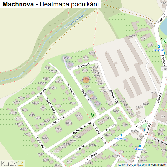 Mapa Machnova - Firmy v ulici.