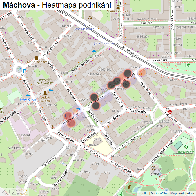 Mapa Máchova - Firmy v ulici.