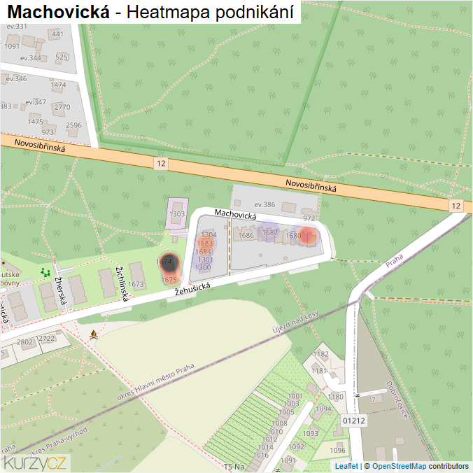 Mapa Machovická - Firmy v ulici.
