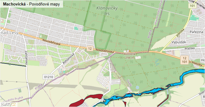 Machovická - záplavové mapy stoleté vody