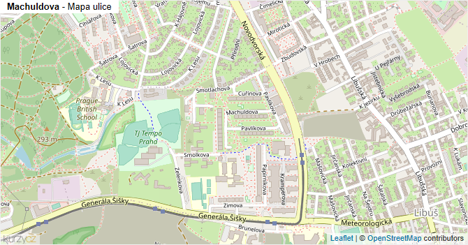 Machuldova - mapa ulice