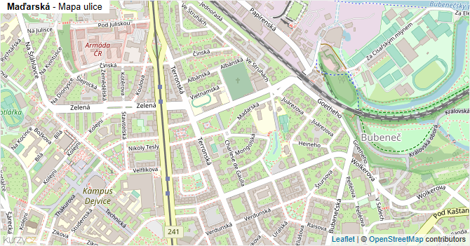 Maďarská - mapa ulice