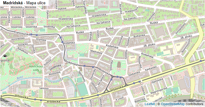 Madridská - mapa ulice
