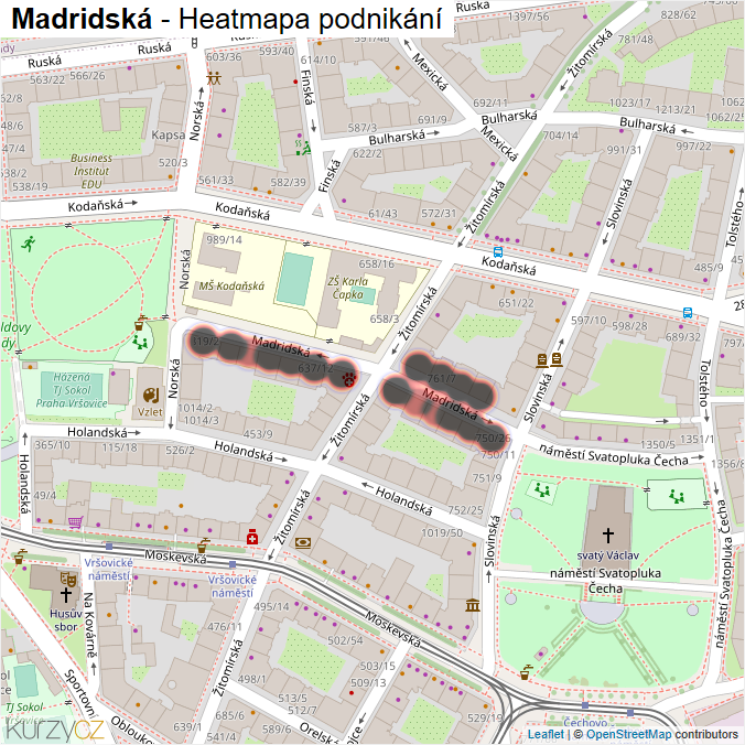 Mapa Madridská - Firmy v ulici.