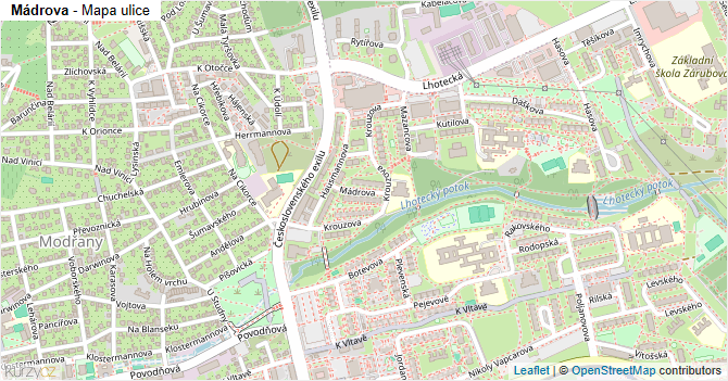 Mádrova - mapa ulice