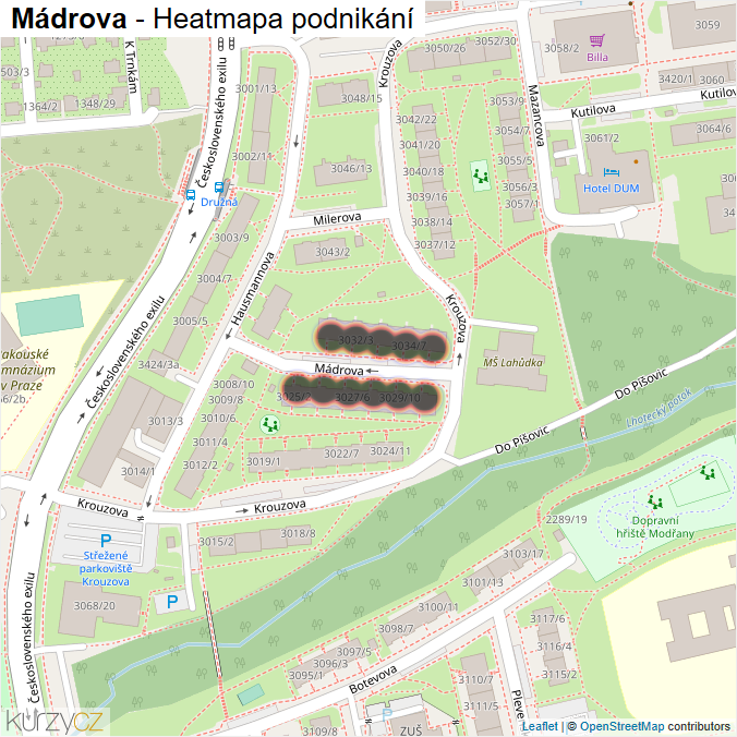 Mapa Mádrova - Firmy v ulici.