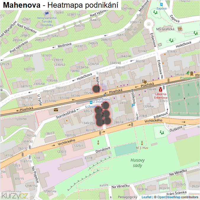 Mapa Mahenova - Firmy v ulici.