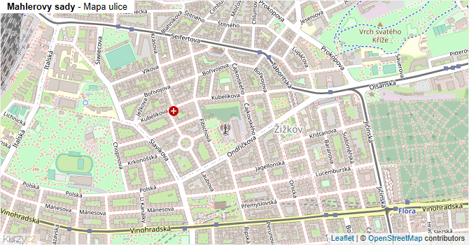 Mahlerovy sady - mapa ulice
