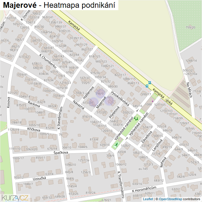 Mapa Majerové - Firmy v ulici.