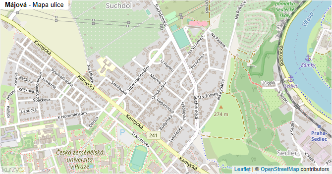 Májová - mapa ulice