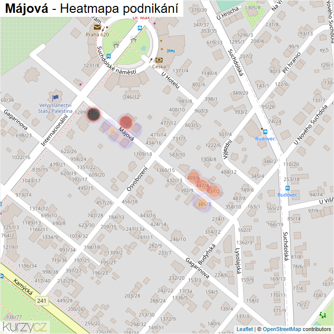Mapa Májová - Firmy v ulici.