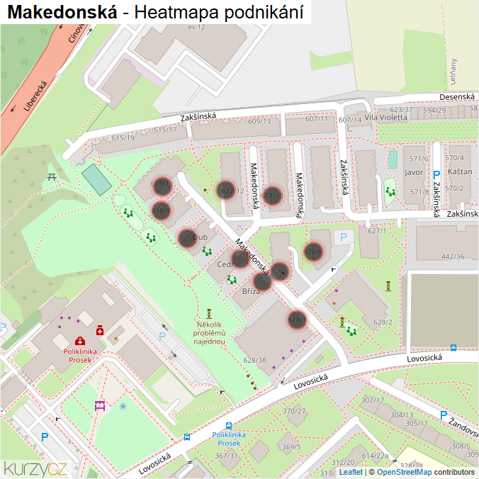 Mapa Makedonská - Firmy v ulici.