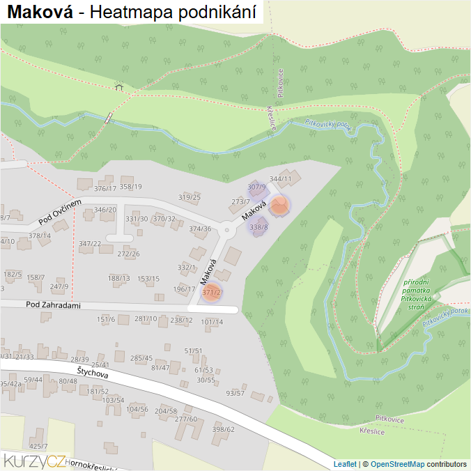 Mapa Maková - Firmy v ulici.