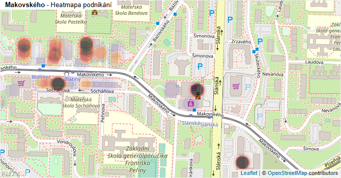 Makovského - mapa podnikání