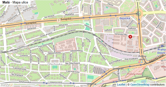 Malá - mapa ulice
