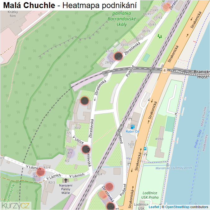 Mapa Malá Chuchle - Firmy v části obce.
