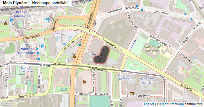 Malá Plynární - mapa podnikání