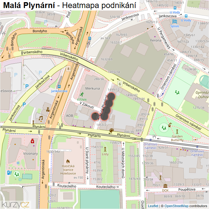 Mapa Malá Plynární - Firmy v ulici.