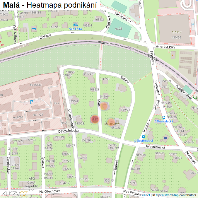 Mapa Malá - Firmy v ulici.
