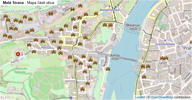 Malá Strana - mapa části obce