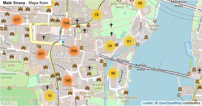 Malá Strana - mapa firem