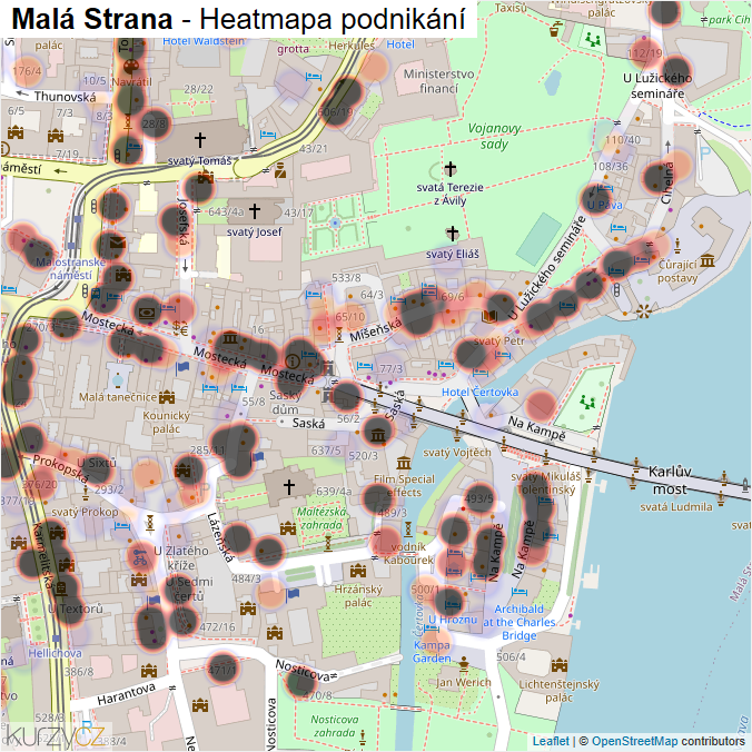 Mapa Malá Strana - Firmy v části obce.