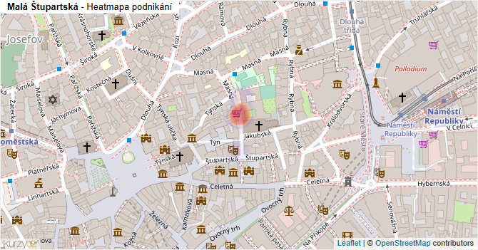 Malá Štupartská - mapa podnikání
