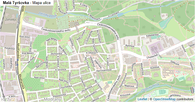 Malá Tyršovka - mapa ulice