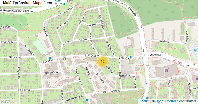 Malá Tyršovka - mapa firem