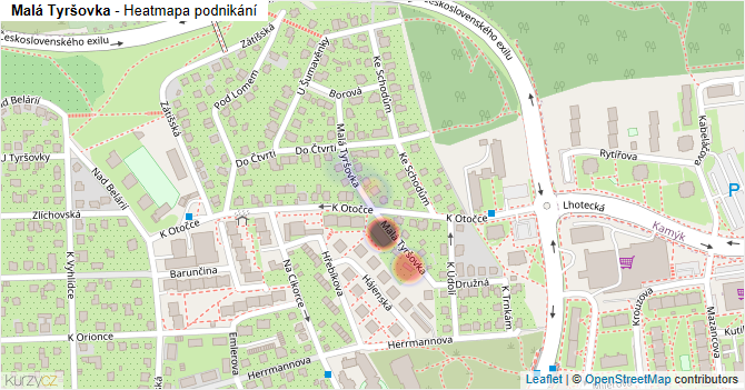 Malá Tyršovka - mapa podnikání